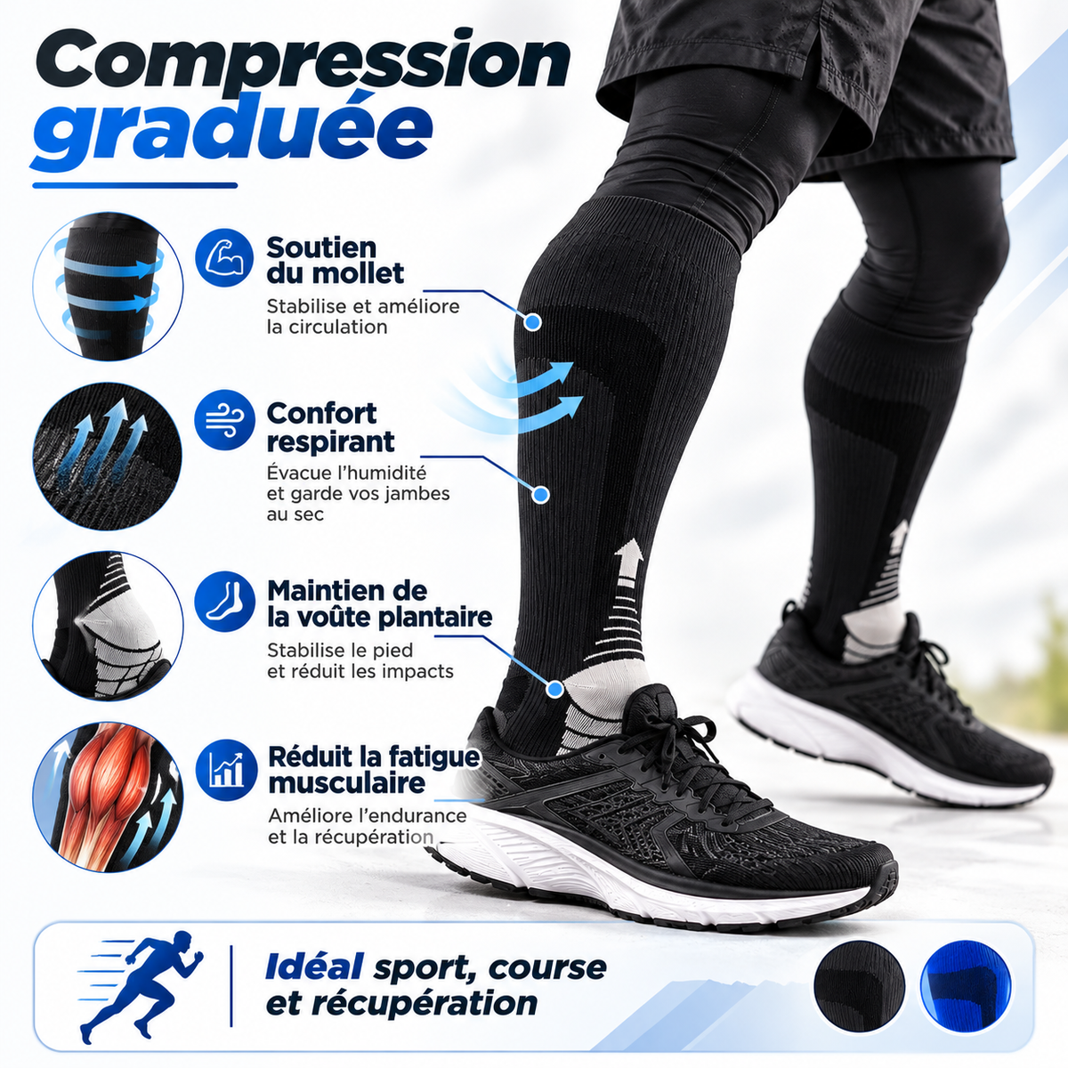 Miko Flow – Chaussettes de Compression Sport & Quotidien